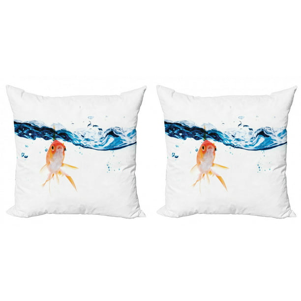 Hand-crafted Pillow /& Cover Painted Cushion Two Fish Queer eye Fish decor Fish art Abstract modern art Cushion for sofa